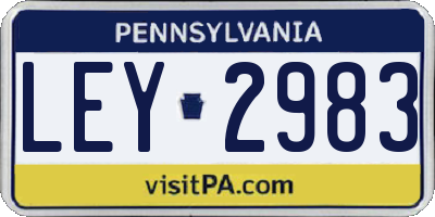 PA license plate LEY2983
