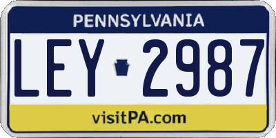 PA license plate LEY2987