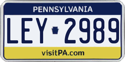 PA license plate LEY2989