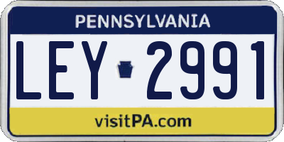 PA license plate LEY2991
