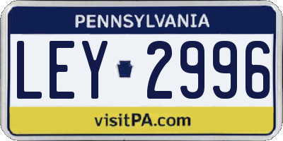 PA license plate LEY2996