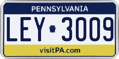 PA license plate LEY3009