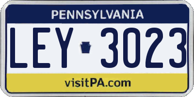 PA license plate LEY3023