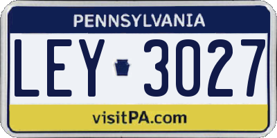 PA license plate LEY3027