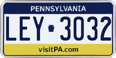 PA license plate LEY3032