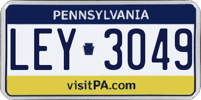 PA license plate LEY3049