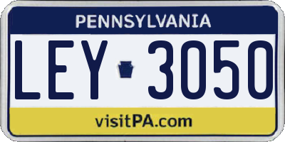PA license plate LEY3050