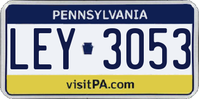 PA license plate LEY3053