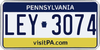 PA license plate LEY3074