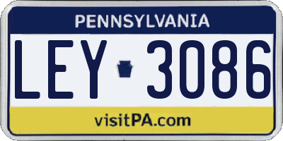 PA license plate LEY3086