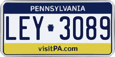 PA license plate LEY3089