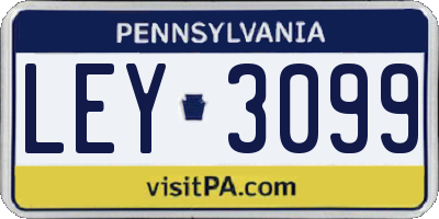 PA license plate LEY3099