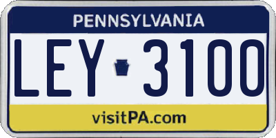 PA license plate LEY3100