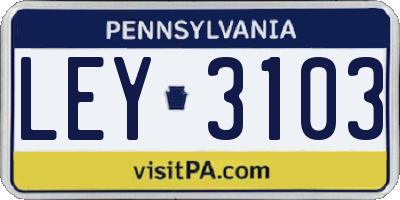 PA license plate LEY3103