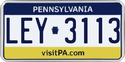 PA license plate LEY3113