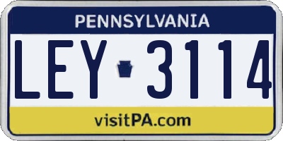 PA license plate LEY3114