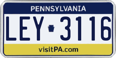 PA license plate LEY3116