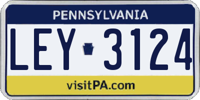 PA license plate LEY3124