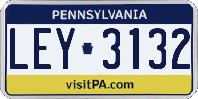 PA license plate LEY3132