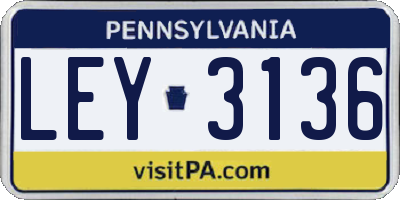 PA license plate LEY3136