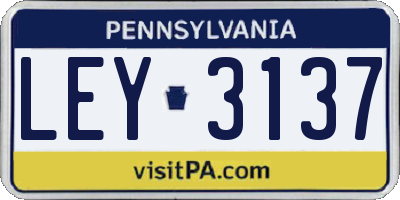 PA license plate LEY3137