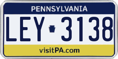 PA license plate LEY3138