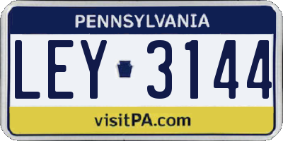 PA license plate LEY3144