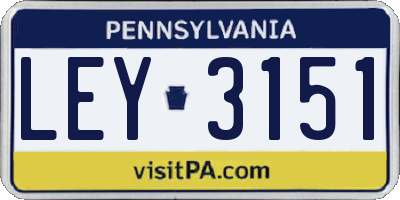 PA license plate LEY3151