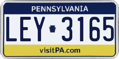 PA license plate LEY3165