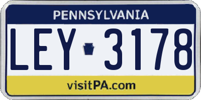 PA license plate LEY3178