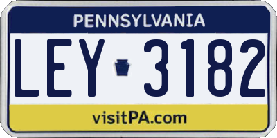 PA license plate LEY3182