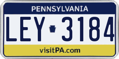 PA license plate LEY3184