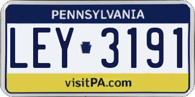 PA license plate LEY3191