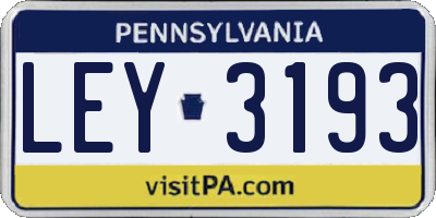 PA license plate LEY3193