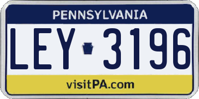 PA license plate LEY3196