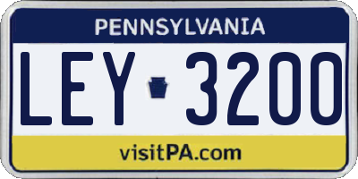 PA license plate LEY3200