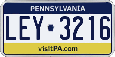 PA license plate LEY3216