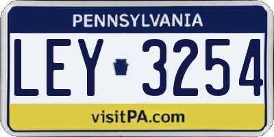 PA license plate LEY3254