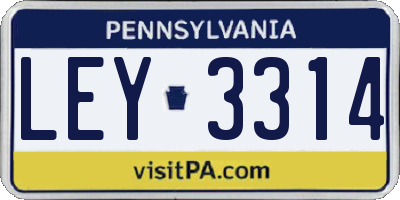 PA license plate LEY3314