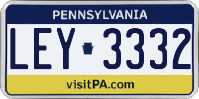 PA license plate LEY3332