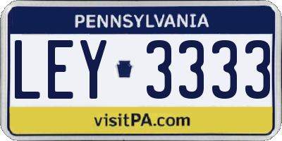 PA license plate LEY3333