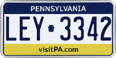 PA license plate LEY3342