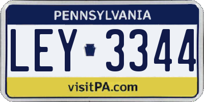 PA license plate LEY3344