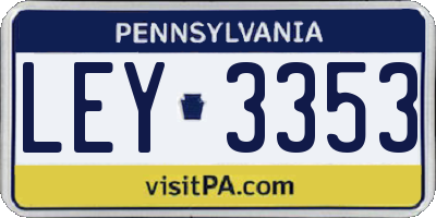 PA license plate LEY3353