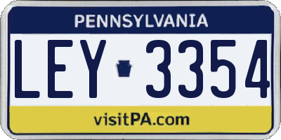 PA license plate LEY3354