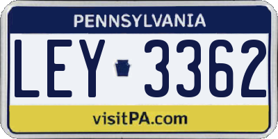 PA license plate LEY3362