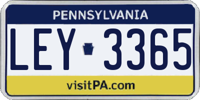PA license plate LEY3365