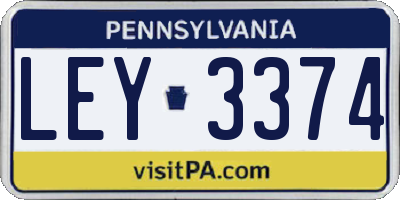 PA license plate LEY3374