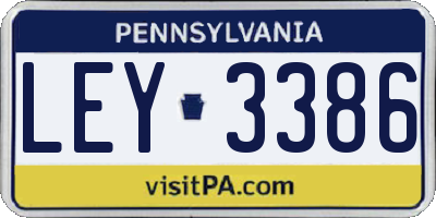PA license plate LEY3386