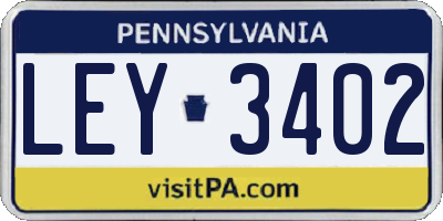 PA license plate LEY3402